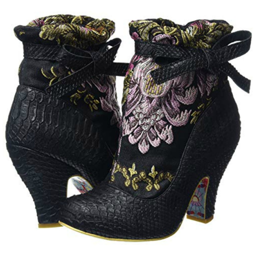 IRREGULAR CHOICE Ivory Castle Floral Reptile Boot